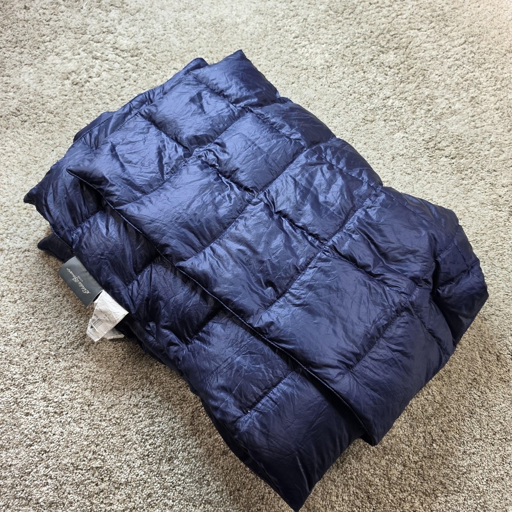 Eddie Bauer Throw Blanket Adults Quilted Blue Down Outdoor Packable Camp Cover